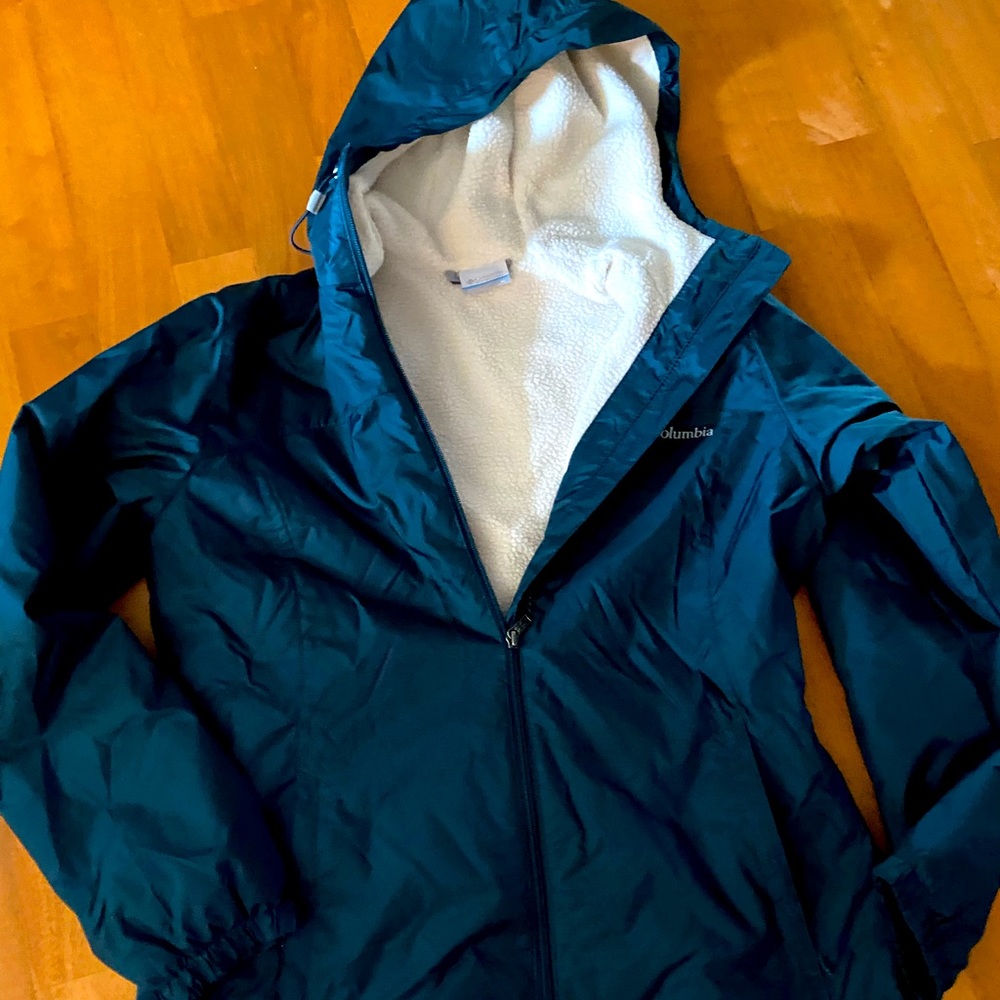 Teal, fleece lined Columbia jacket